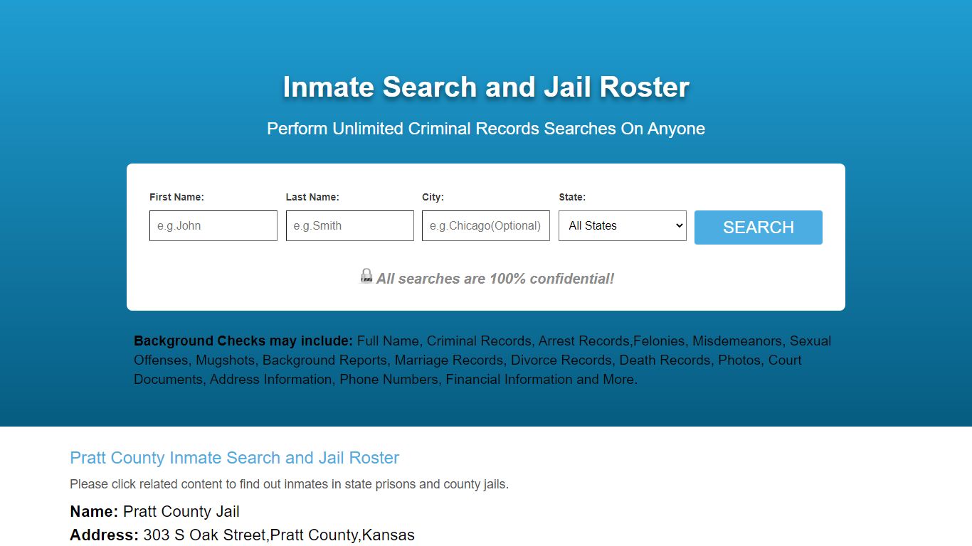 Pratt County Inmate Search and Jail Roster