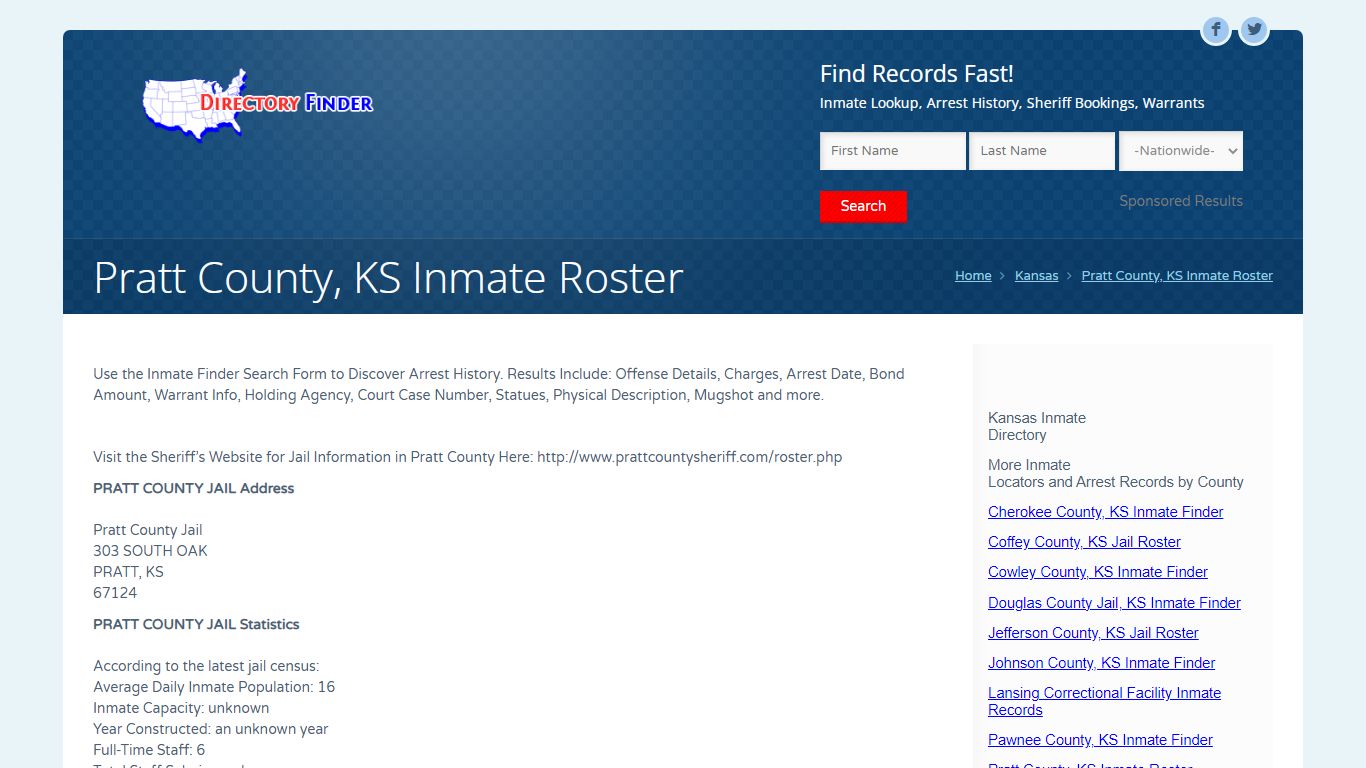 Pratt County, KS Inmate Roster | People Lookup